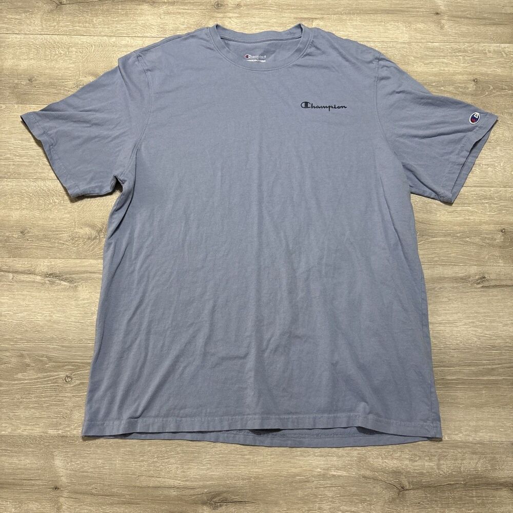 Champion T Shirt Mens XXL Blue Script Logo Tee Short Sleeve Casual Basic